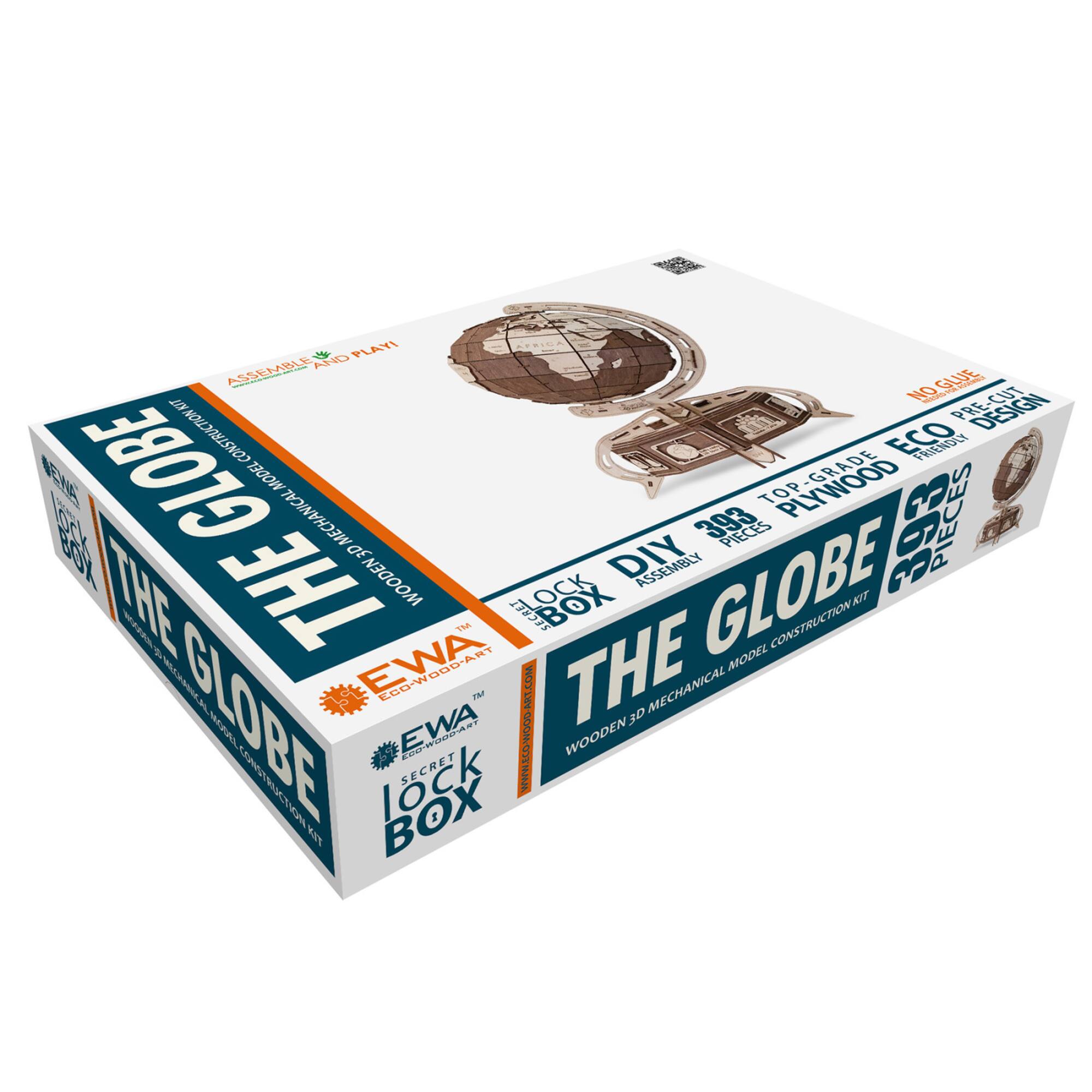 EWA™ Eco-Wood-Art Brown Globe 3D Wooden STEM Construction Kit